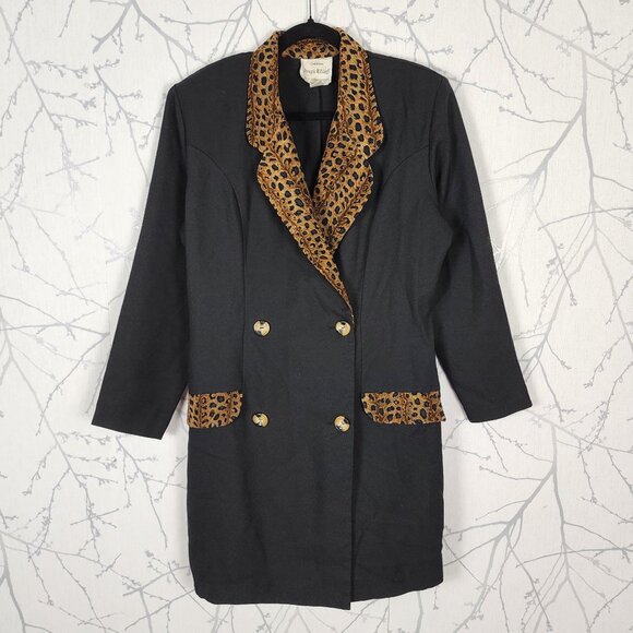 Joseph Ribkoff Creations VTG Leopard Print Double Breasted Romper Mobwife - Picture 1 of 9